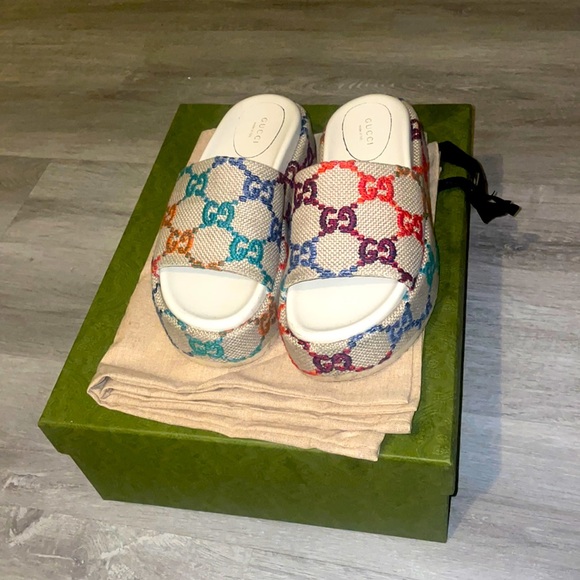 Multicolor Gucci Platforms Sandals - Picture 1 of 4